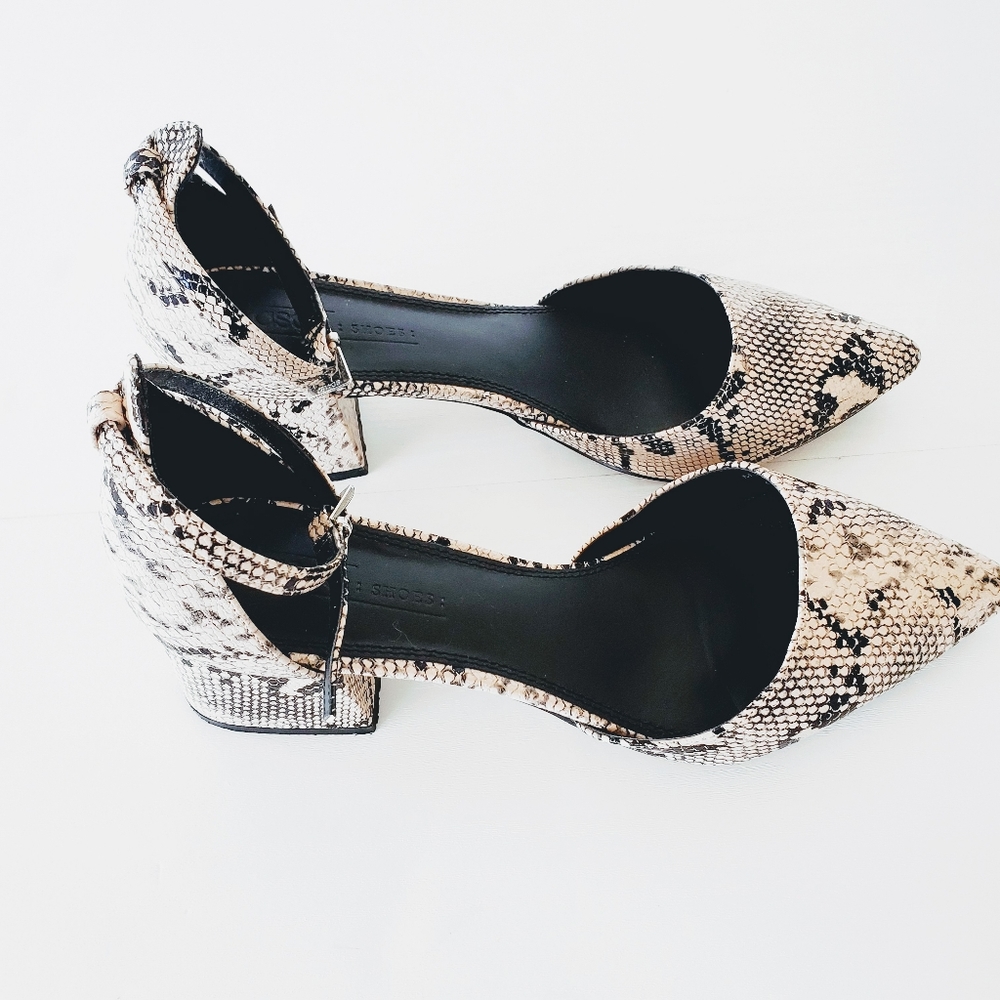 Asos | Snake Print Pointy Toe Low Block Heels - image 3